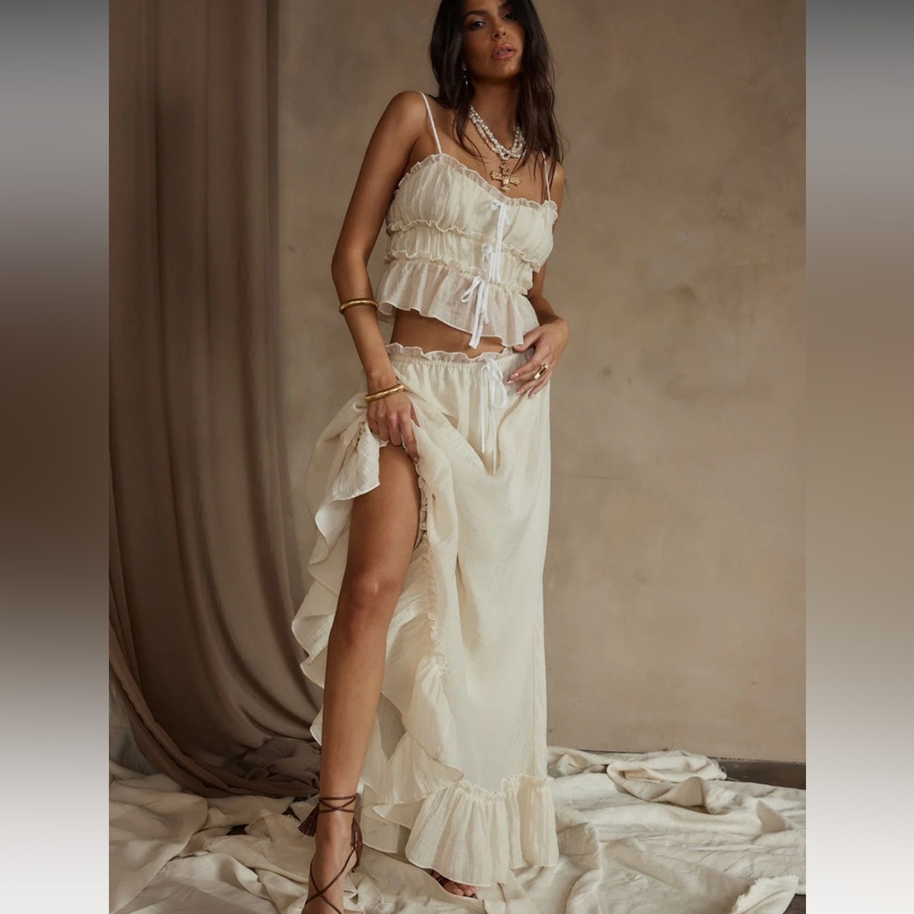 12th tribe Dahlia Baby Yellow Maxi Skirt and Top set S